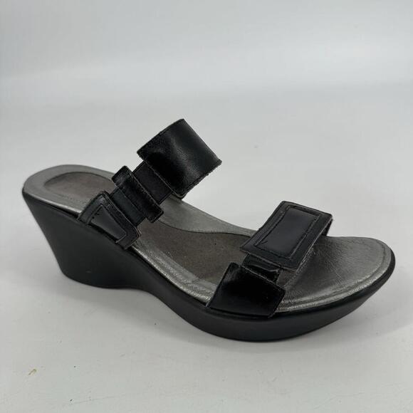 Naot sandals womens 41 black treasure slip on wedge slide summer minimalist work - Picture 1 of 7